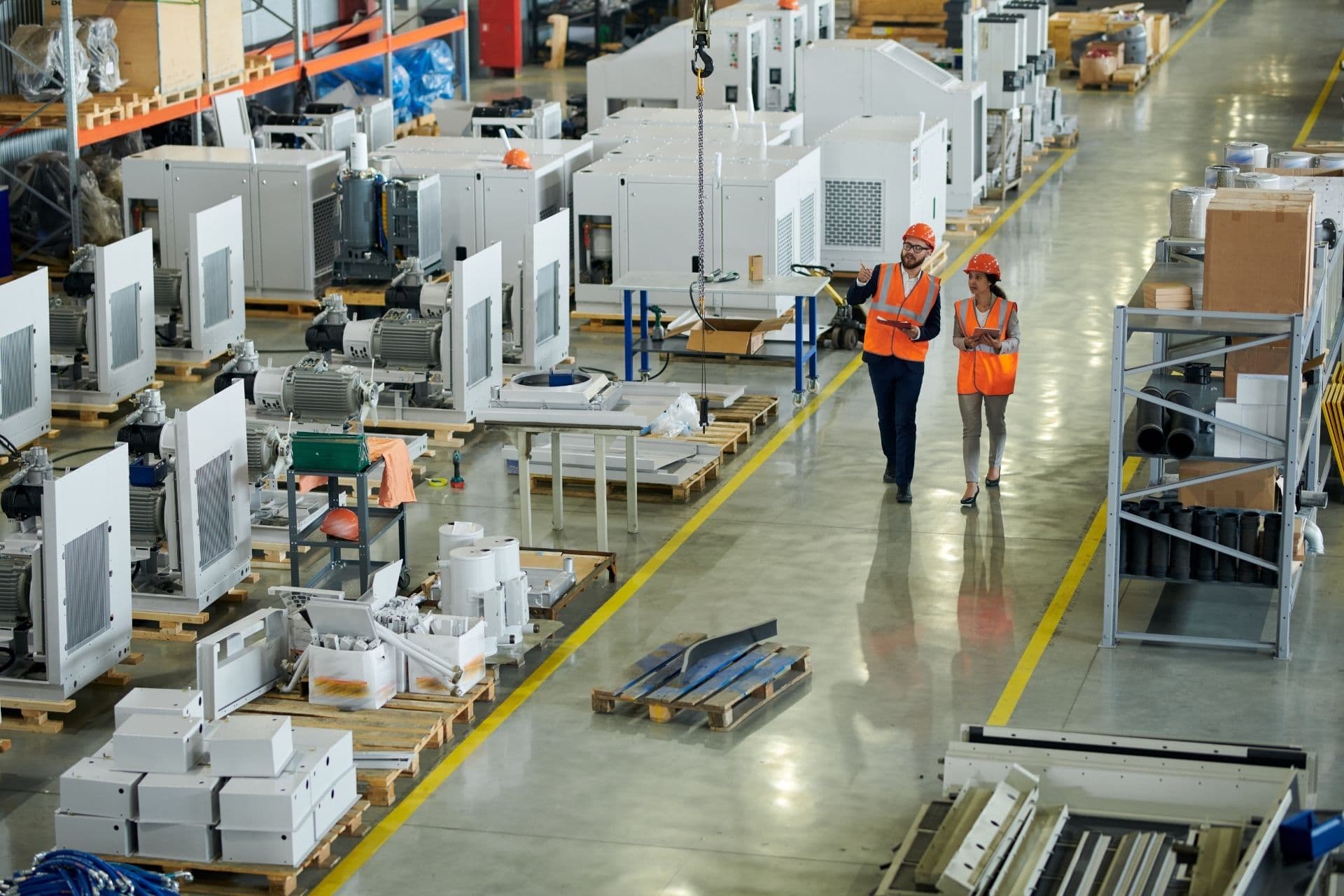 Resinous floor coating in a manufacturing facility